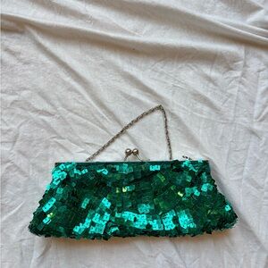 Apt. 9 Emerald teal  Sequin shoulder bag with chain strap